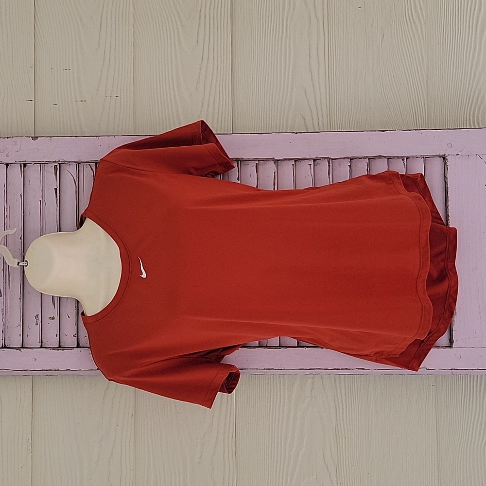 💗 NIKE Short Sleeve SS Dri-Fit Athletic Workout Top Burnt Orange M